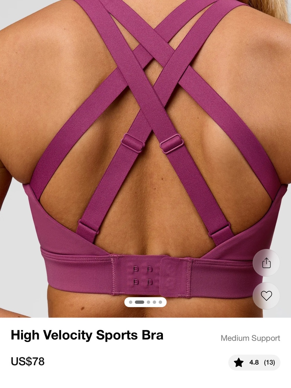 LSKD High Velocity Sports Bra in Boysenberry - Picture 2 of 4